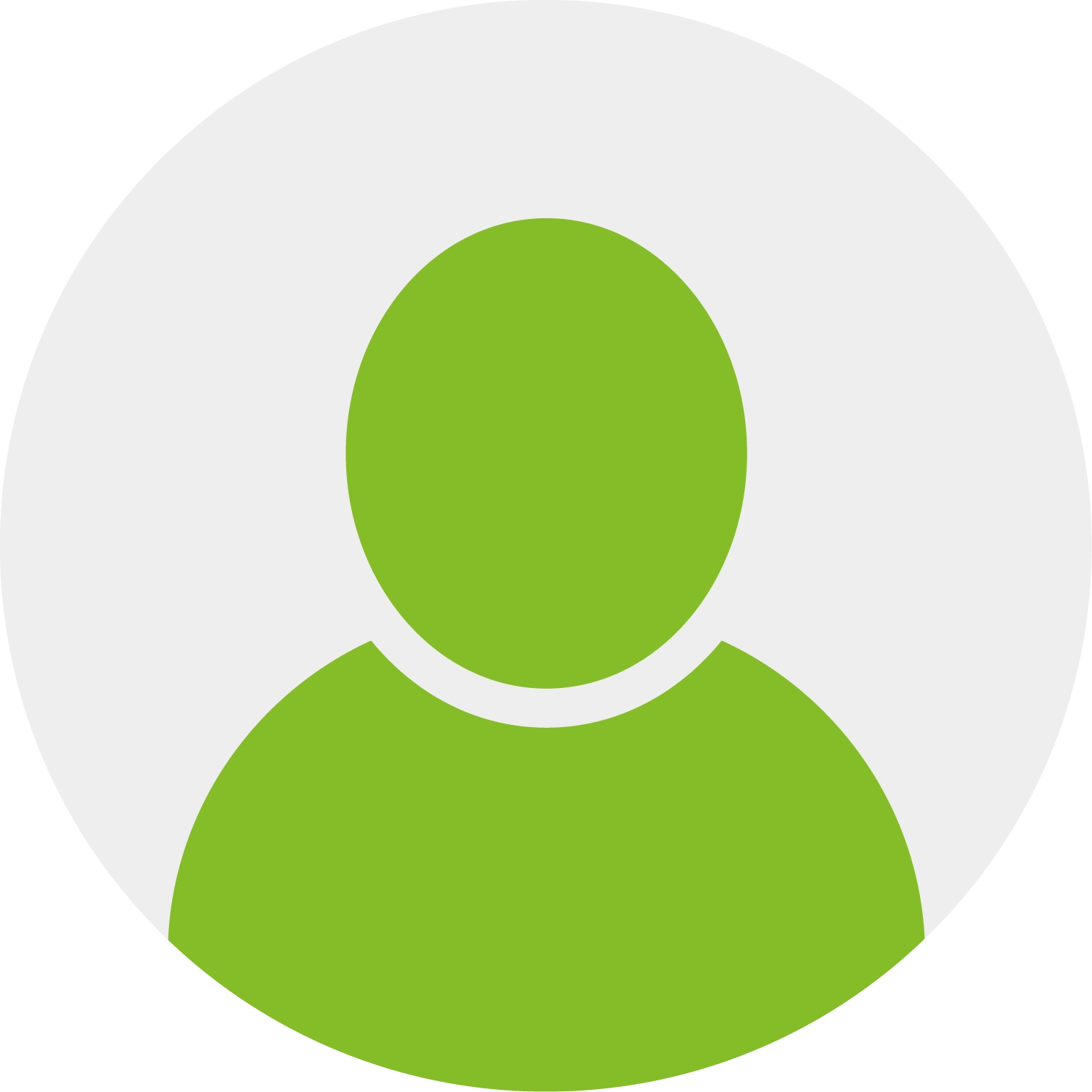 Ein stilisiertes Avatar-Icon mit grünem Kopf und Oberkörper auf hellgrauem Hintergrund.